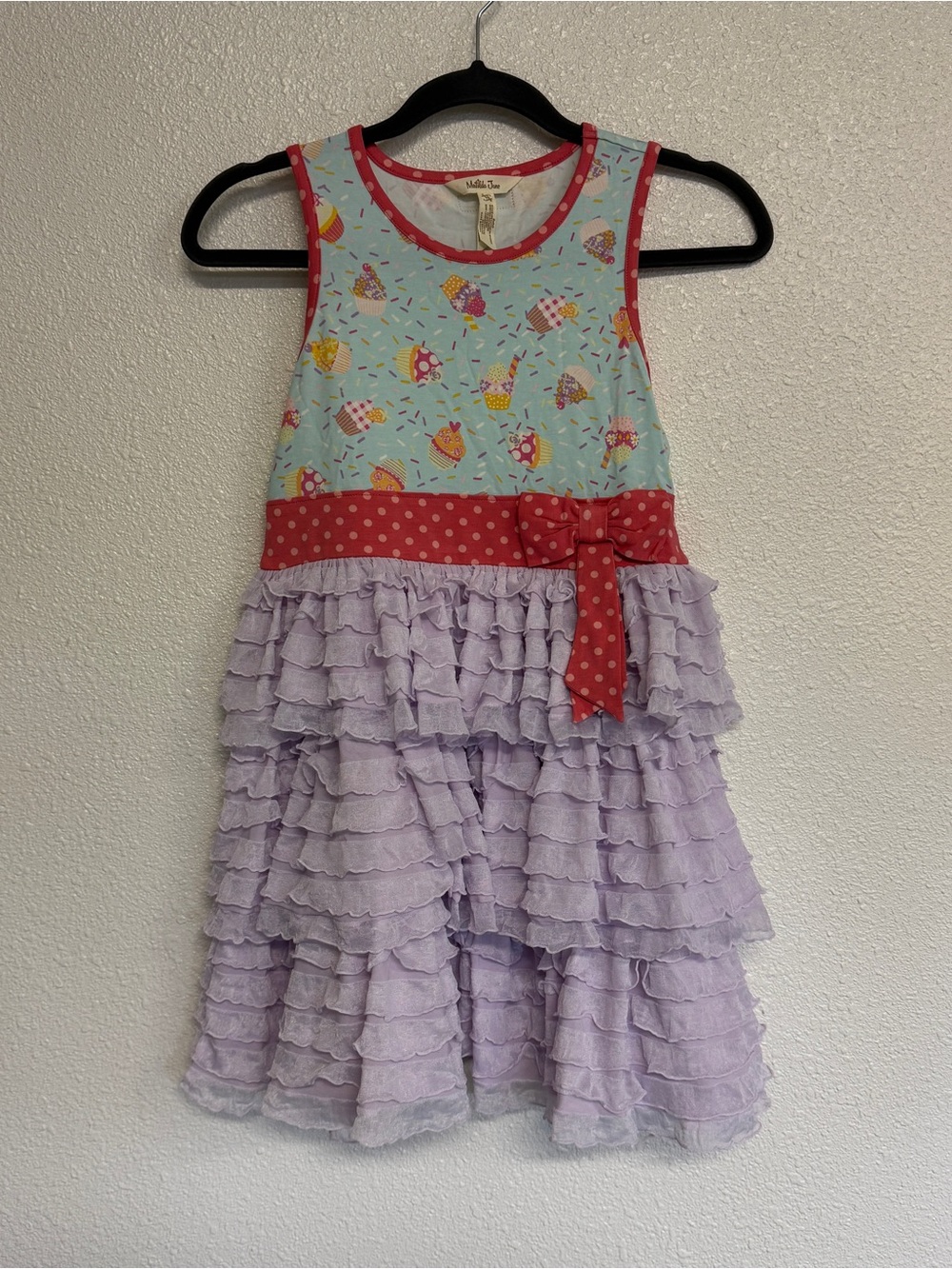 Matilda Jane Size 10 Lets Eat Cake Cupcake Lavender Ruffle Tutu Dress Sleeveless